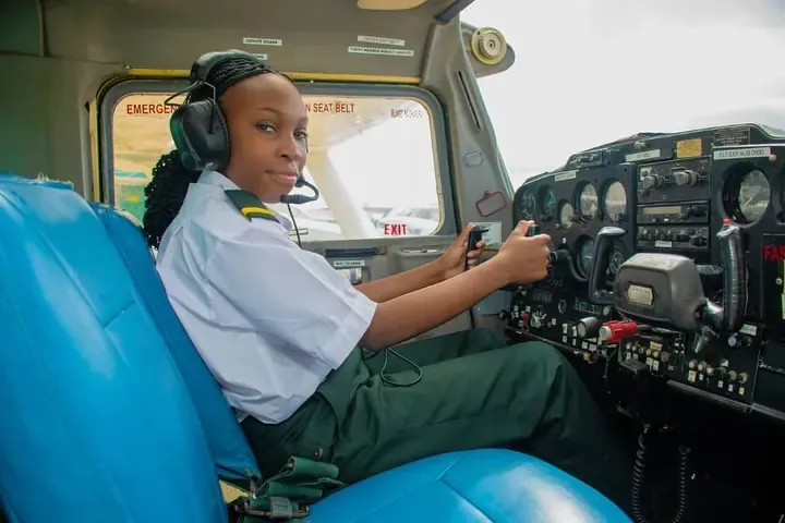 Alpha aviation student at the controls of a training aircraft
