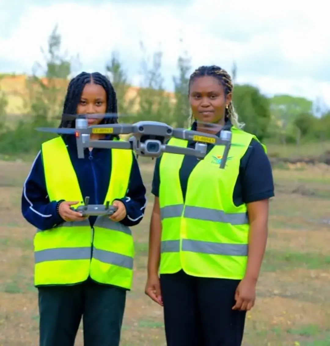 Alpha girls operating drones during aviation practical